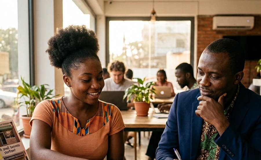 Individual taking part in a guided personal-development conversation.